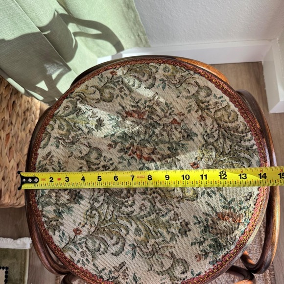 Vtg Thonet Style Bentwood Stool Upholstery Seat Grandmillennial Boho MCM Ottoman - Picture 10 of 11